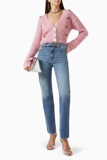 كارديغان مطرز مزيج صوف وموهير