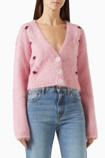 كارديغان مطرز مزيج صوف وموهير