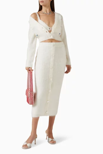 تنورة متوسطة الطول بأزرار نسيج موهير