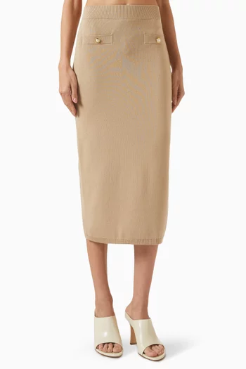 تنورة متوسطة الطول بقصة مستقيمة مزيج قطن