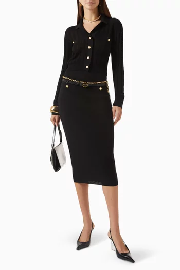 تنورة متوسطة الطول بقصة مستقيمة مزيج قطن