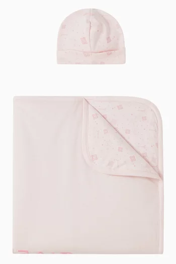 طقم هدايا بطانية وقبعة بشعار الماركة