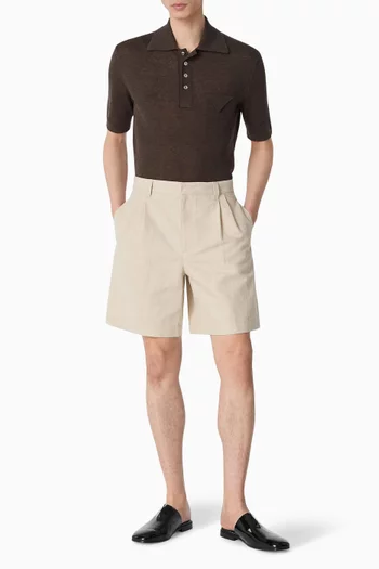 Straight Leg Shorts in Cotton & Linen Twill