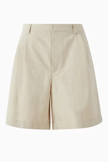 Straight Leg Shorts in Cotton & Linen Twill