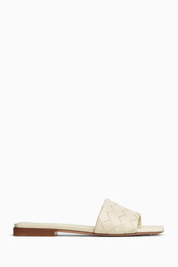 Parco Flat Sandals in Intrecciato Leather