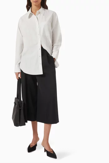 Crop Wide-leg Pants in Wool-blend Twill