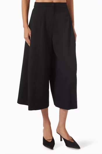 Crop Wide-leg Pants in Wool-blend Twill