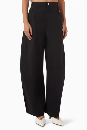 Deconstructed Barrel-leg Pants in Cotton