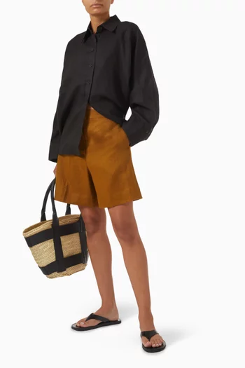 Tailored Elasticated-waist Shorts in Linen
