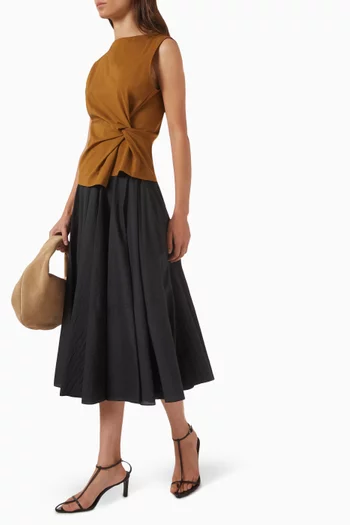 Circle-cut Midi Skirt in Nylon