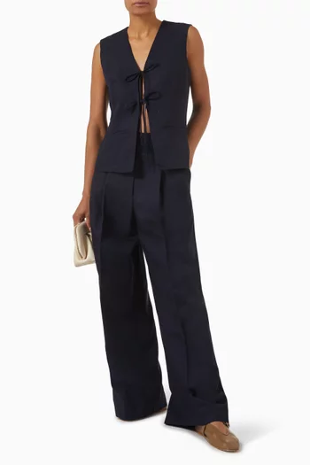 High-waisted Wide-leg Pants in Linen Blend