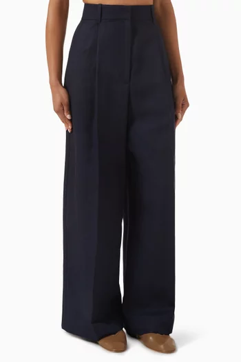 High-waisted Wide-leg Pants in Linen Blend
