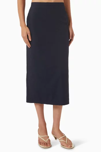 Drawstring Midi Skirt in Cotton