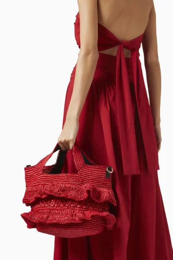 Medium Ruffle Bag in Toquilla Straw