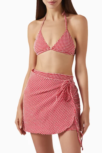Gingham Mini Sarong in Seersucker