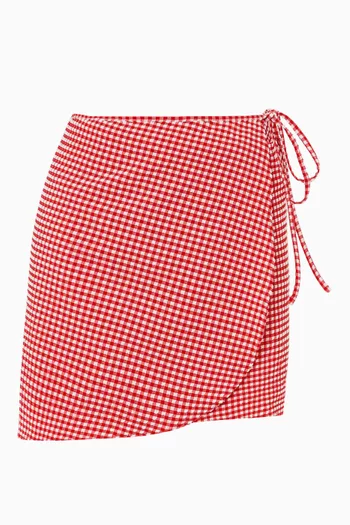 Gingham Mini Sarong in Seersucker