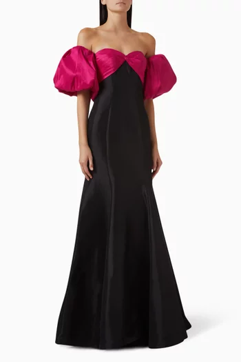 Off-shoulder Gown in Scuba