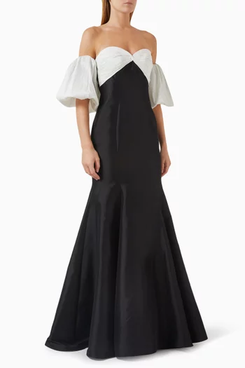 Off-shoulder Gown in Scuba
