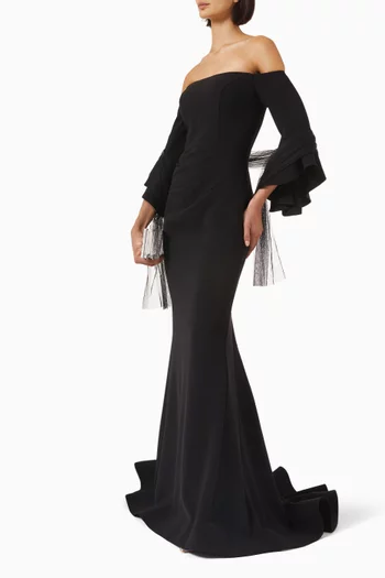 Off-shoulder Gown in Crepe