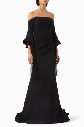 Off-shoulder Gown in Crepe