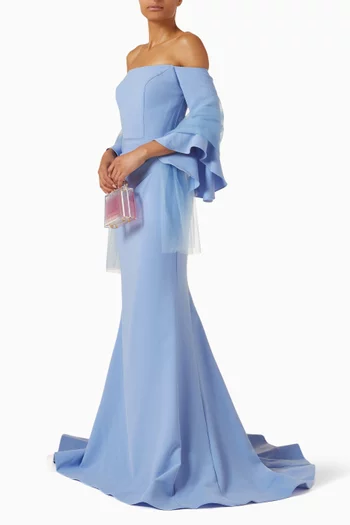 Off-shoulder Gown in Crepe