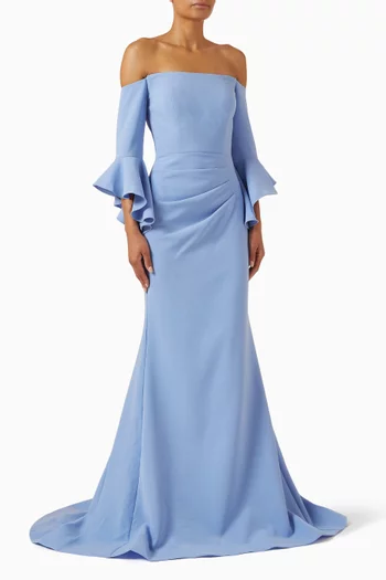 Off-shoulder Gown in Crepe