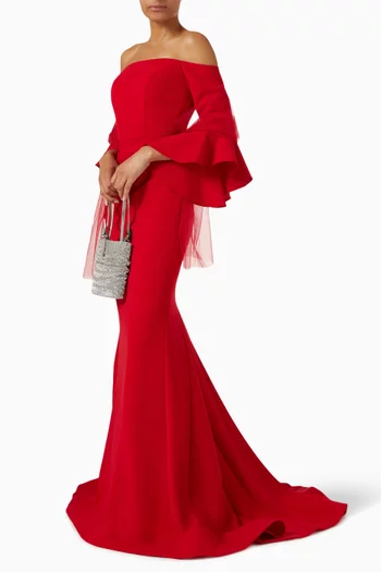 Off-shoulder Gown in Crepe