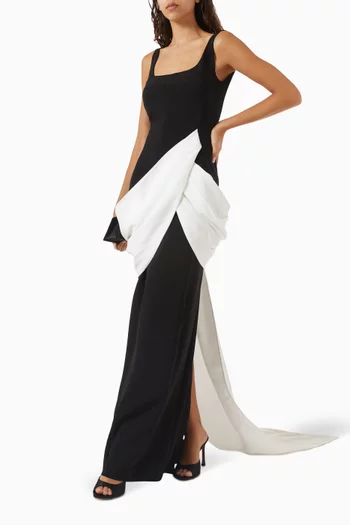 Draped-train Maxi Dress in Crepe
