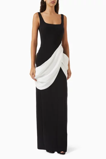 Draped-train Maxi Dress in Crepe