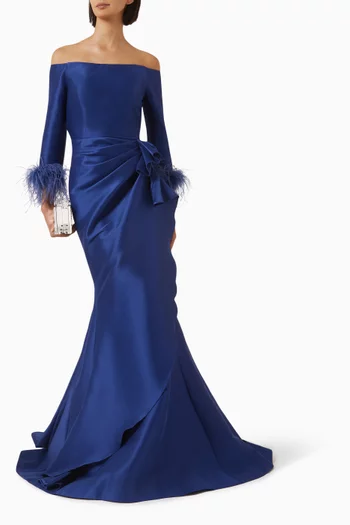 Off-shoulder Dress in Mikado