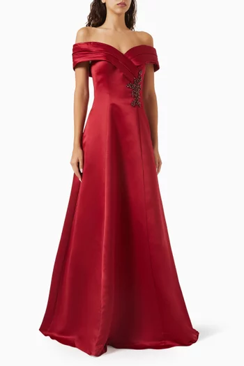 Embellished Off-shoulder Gown