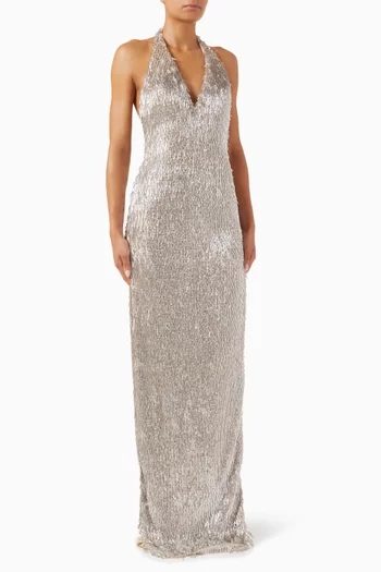 Fringed Embellished Maxi Dress