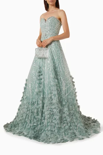 Strapless Embellished Maxi Dress