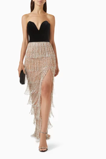 Strapless Beaded Maxi Dress