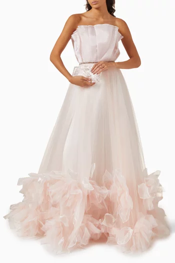 Strapless Ruffle Gown