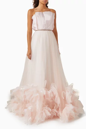 Strapless Ruffle Gown