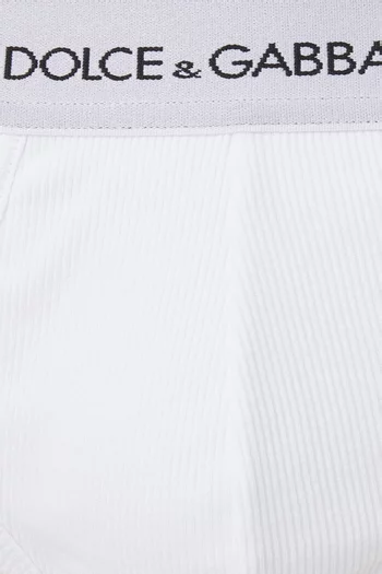 طقم سروال داخلي بشعار الماركة قطن، قطعتان