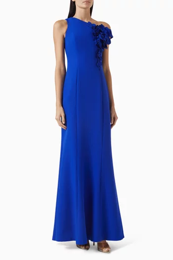 Flower-detail One-shoulder Gown