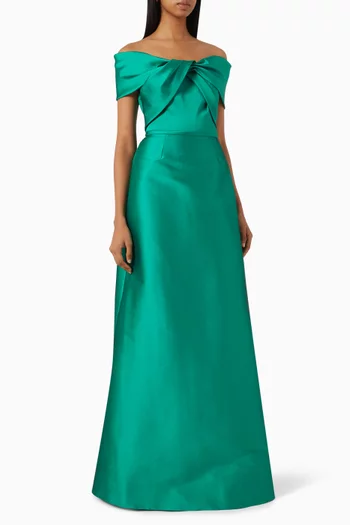 فستان سهرة بأكتاف مكشوفة وعقدة ملفوفة ميكادو مطاطي