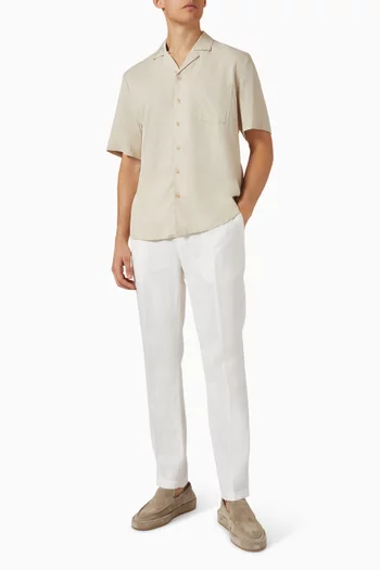 Tapered Pleated Pants in Linen