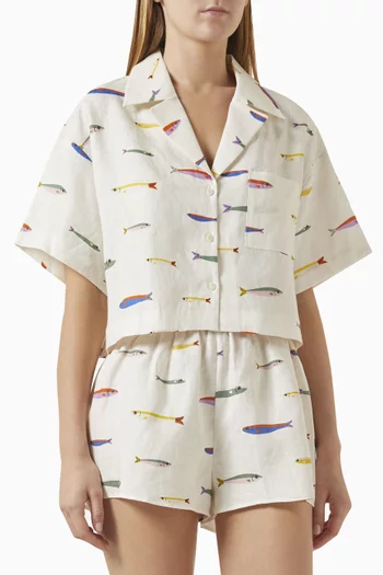 بلوزة دايا قصيرة كتان