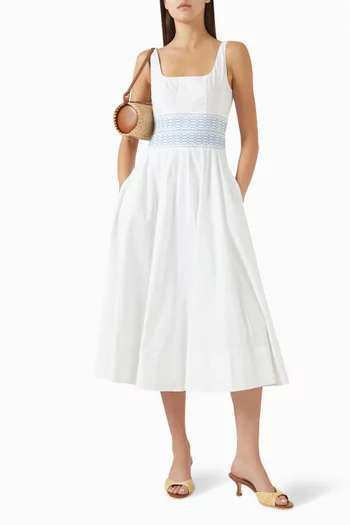 فستان ريج مزين بتطريزات قطن بوبلين