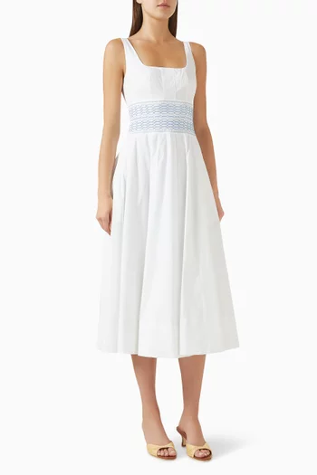 فستان ريج مزين بتطريزات قطن بوبلين