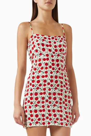 فستان ريمنغتون قصير مزين بنقشة فيسكوز