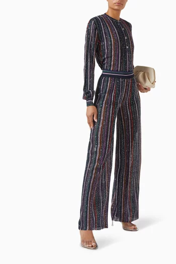 Lamé Embossed Srtipped Pants