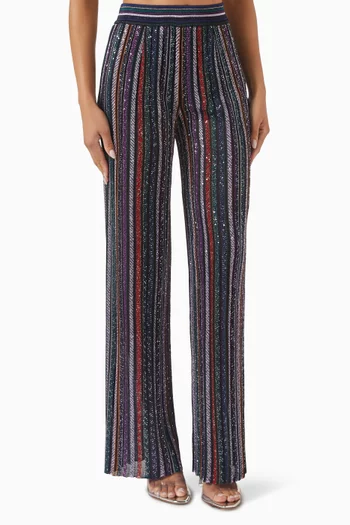 Lamé Embossed Srtipped Pants