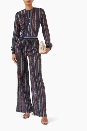 Lamé Embossed Stripped Top in Knit