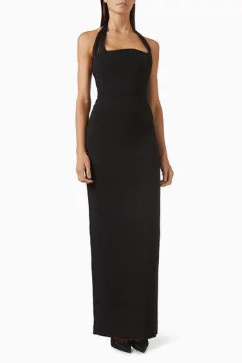 فستان ماريا بحمالات حول الرقبة كريب