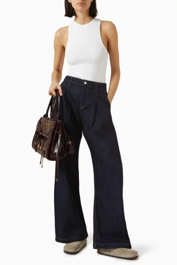 Kendall Pleated Barrel-leg Jeans in Denim
