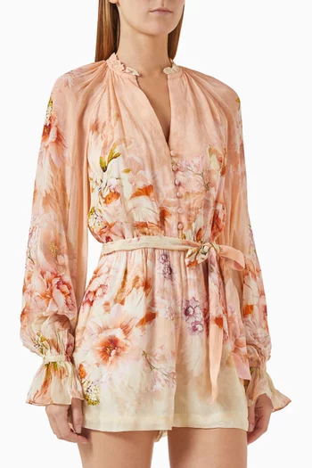 Kavi Belted Romper in Chiffon